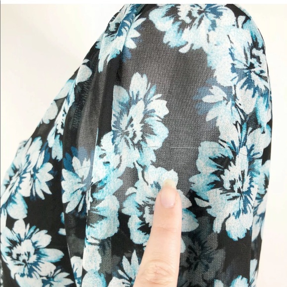 WHBM Floral Chiffon Dress Lace Hem Sz 0 Blouson Style - Picture 5 of 12